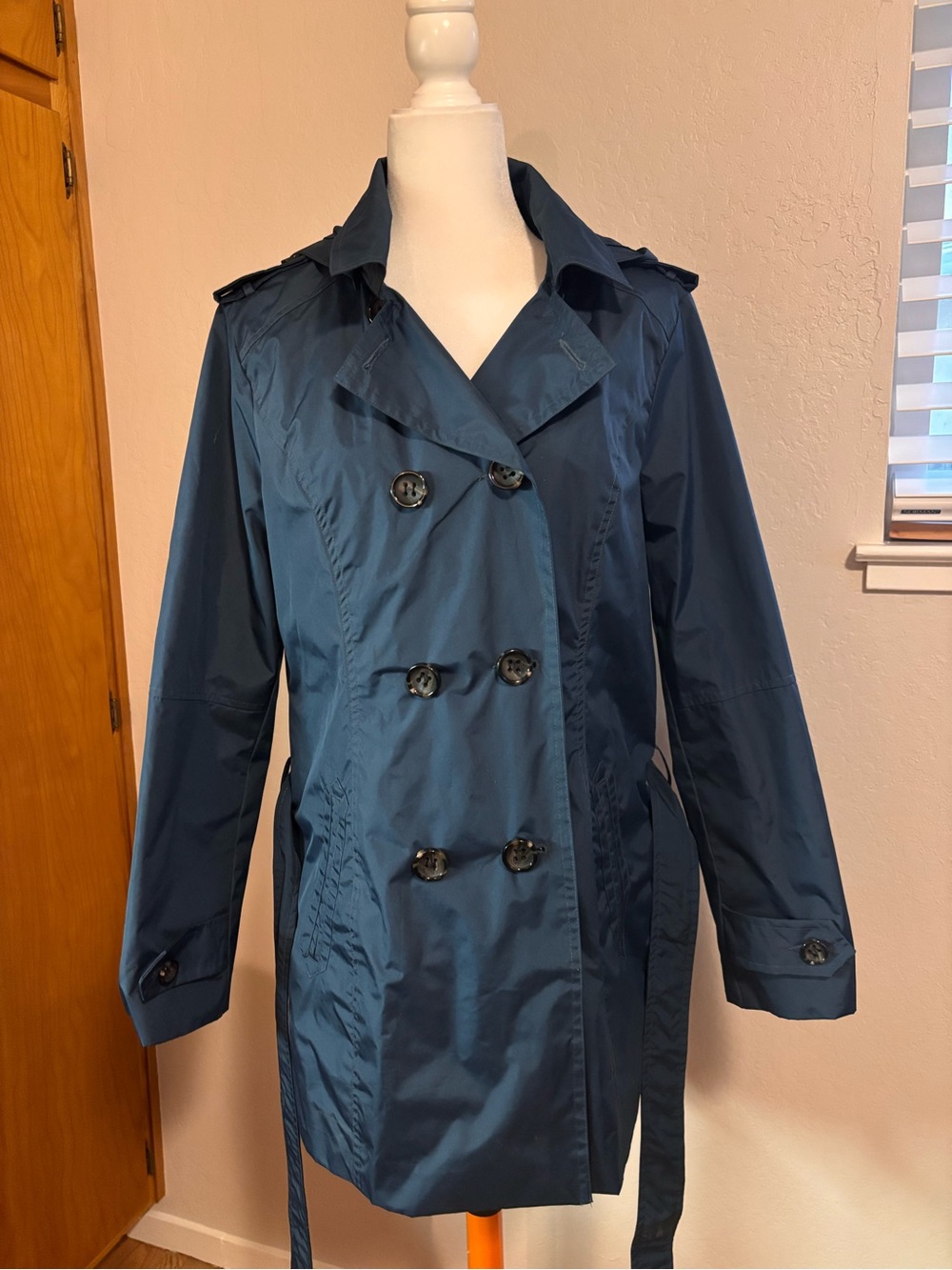 Liverpool Jeans Company Peacock Blue Trench - Size Large
